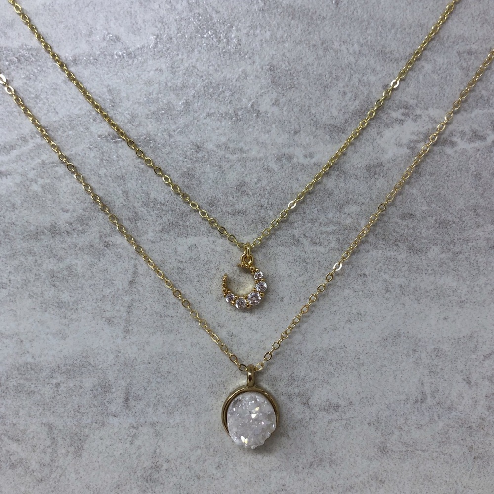 Dainty Gold Druzy Necklace - Picture 6 of 6